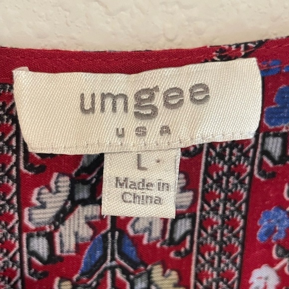 Umgee Women’s Maci Dress Large Red Blue Floral Bohemian Contemporary Cottagecore - Picture 7 of 12